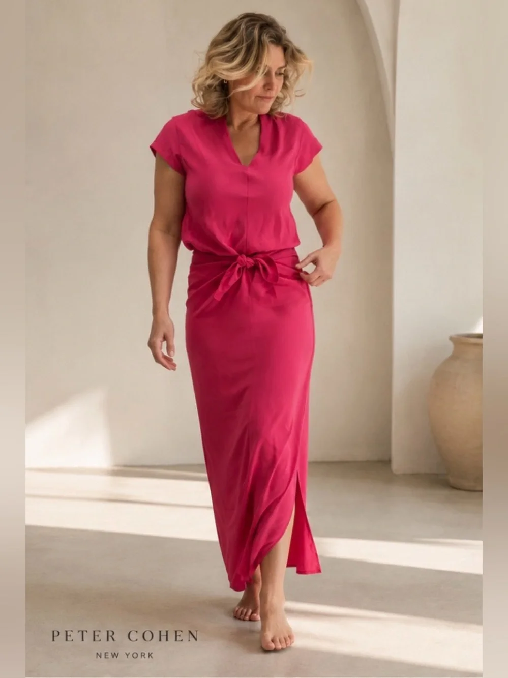 Peter Cohen New York Fuchsia Pink Tie-Waist Maxi skirt top set formal wow - Picture 1 of 10